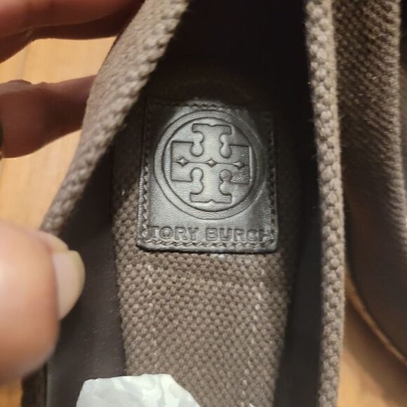 Tory Burch Canvas Espadrilles Wedge Brown Size 7 New - Picture 6 of 7